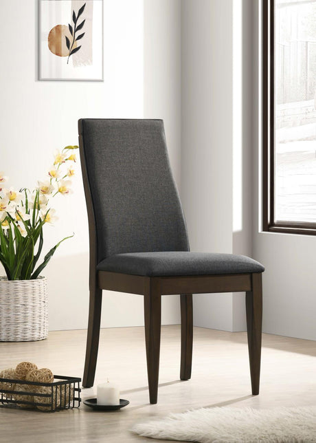Wes Upholstered Side Chair (Set of 2) Gray/Dark Walnut by Coaster at Eve Furniture