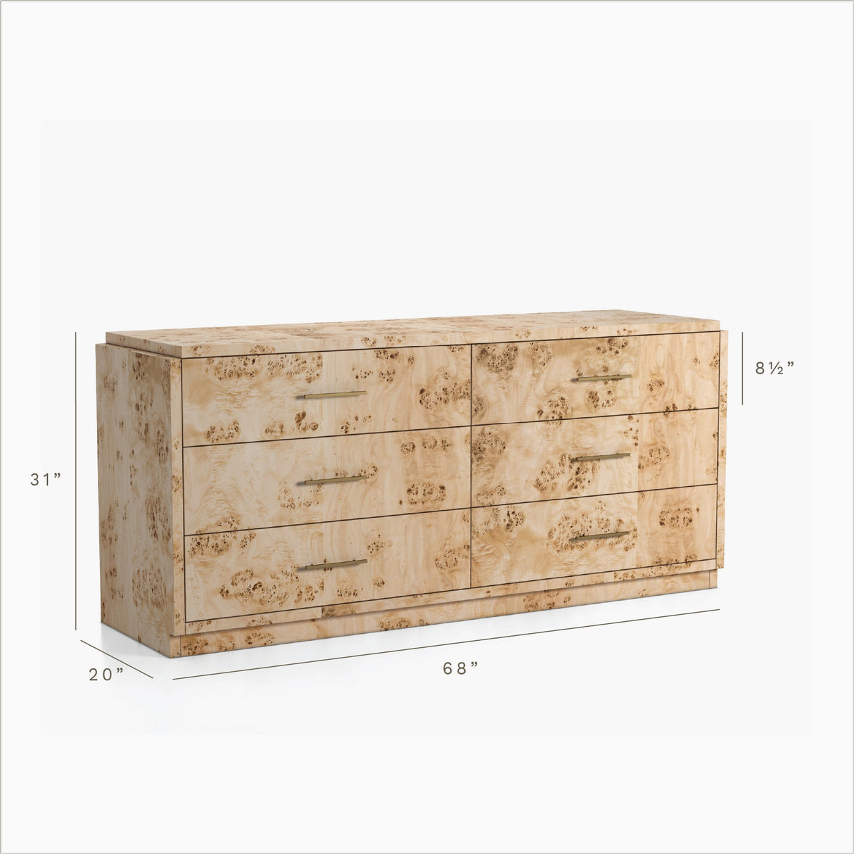 Wesley 6-Drawer Burl Dresser by Co.House Designs at Eve Furniture