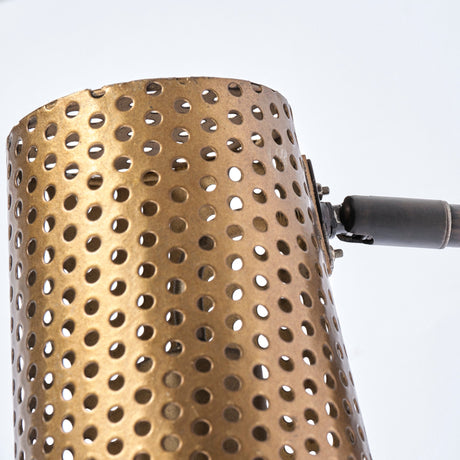 Wesley I Gold Toned Perforated Metal Cone Wall Sconce by Mercana at Eve Furniture