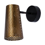 Wesley I Gold Toned Perforated Metal Cone Wall Sconce by Mercana at Eve Furniture