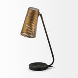 Wesley II Gold/Black Perforated Metal Shade Table Lamp by Mercana at Eve Furniture