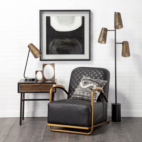 Wesley II Gold/Black Perforated Metal Shade Table Lamp by Mercana at Eve Furniture