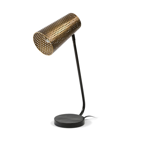 Wesley II Gold/Black Perforated Metal Shade Table Lamp by Mercana at Eve Furniture