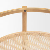 Weslyn Solid Light Brown Wood and Glass Top w/ Cane Coffee Table by Mercana at Eve Furniture