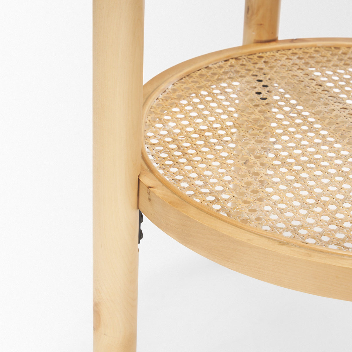 Weslyn Solid Light Brown Wood and Glass Top w/ Cane Side Table by Mercana at Eve Furniture