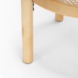Weslyn Solid Light Brown Wood and Glass Top w/ Cane Side Table by Mercana at Eve Furniture