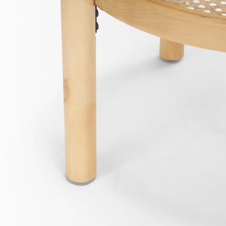 Weslyn Solid Light Brown Wood and Glass Top w/ Cane Side Table by Mercana at Eve Furniture