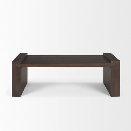 Wesson Dark Brown Wooden Rectangular Coffee Table by Mercana at Eve Furniture