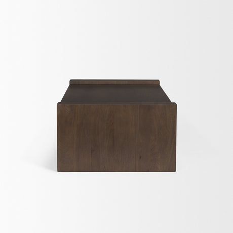 Wesson Dark Brown Wooden Rectangular Coffee Table by Mercana at Eve Furniture