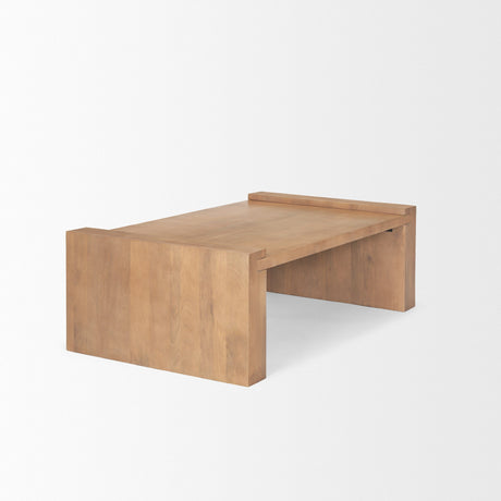 Wesson Light Brown Wood Rectangular Coffee Table by Mercana at Eve Furniture