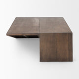 West 55L x 32W x 14H Medium Brown Wooden Angled Coffee Table by Mercana at Eve Furniture