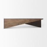 West 55L x 32W x 14H Medium Brown Wooden Angled Coffee Table by Mercana at Eve Furniture