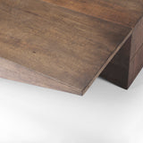 West 55L x 32W x 14H Medium Brown Wooden Angled Coffee Table by Mercana at Eve Furniture