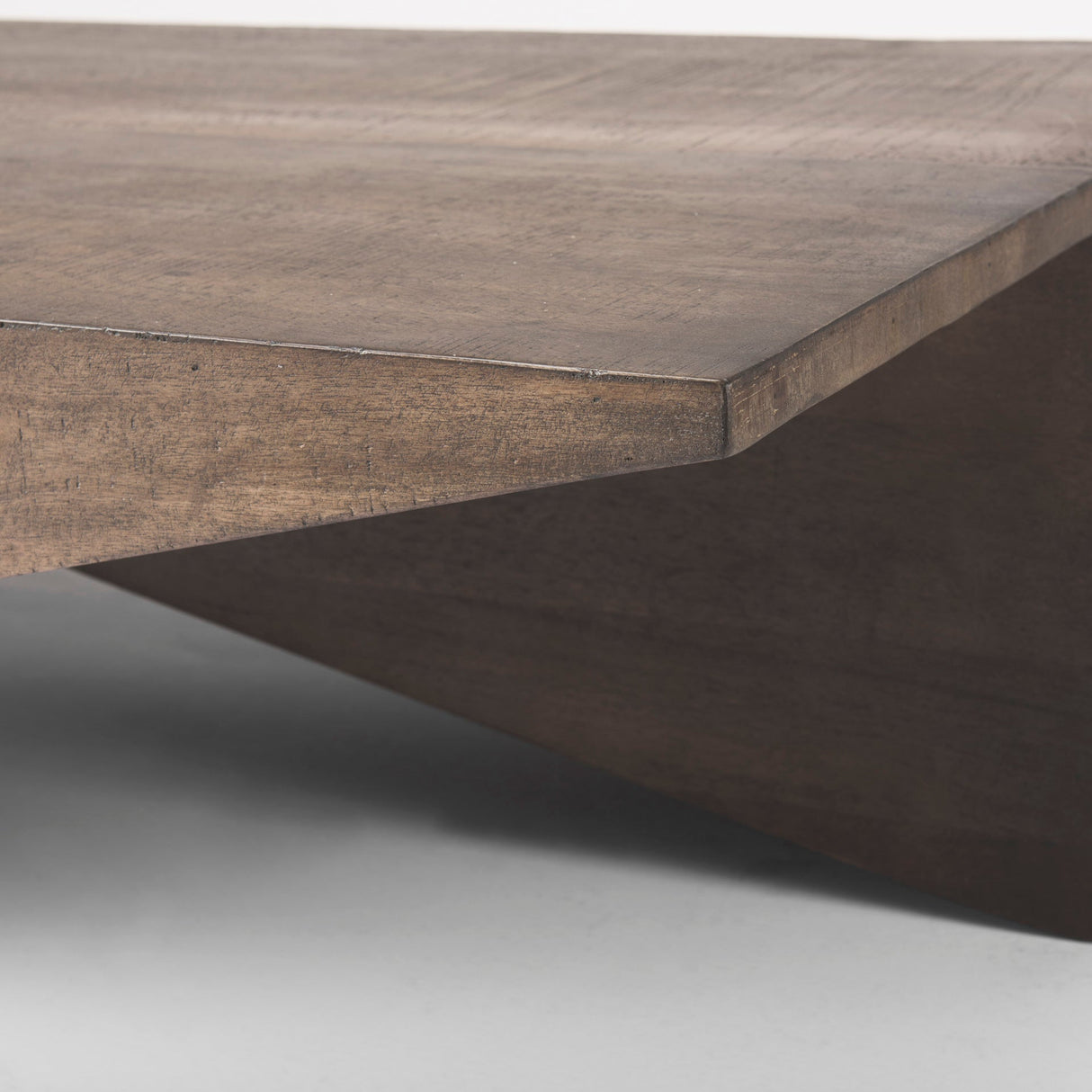 West 55L x 32W x 14H Medium Brown Wooden Angled Coffee Table by Mercana at Eve Furniture