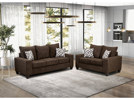 West action Chocolate Sofa & Loveseat by Furniture of America at Eve Furniture