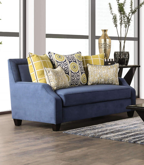 West brompton Navy/Yellow Sofa & Loveseat by Furniture of America at Eve Furniture