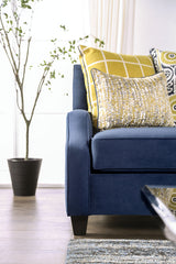 West brompton Navy/Yellow Sofa & Loveseat by Furniture of America at Eve Furniture