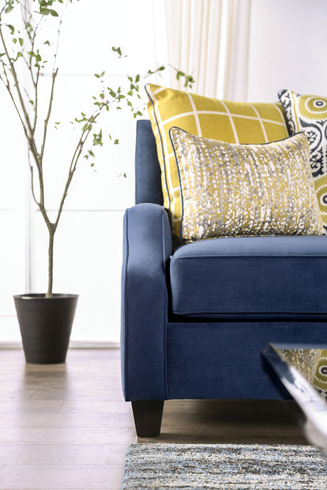 West brompton Navy/Yellow Sofa & Loveseat by Furniture of America at Eve Furniture
