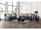 West brompton Navy/Yellow Sofa & Loveseat by Furniture of America at Eve Furniture