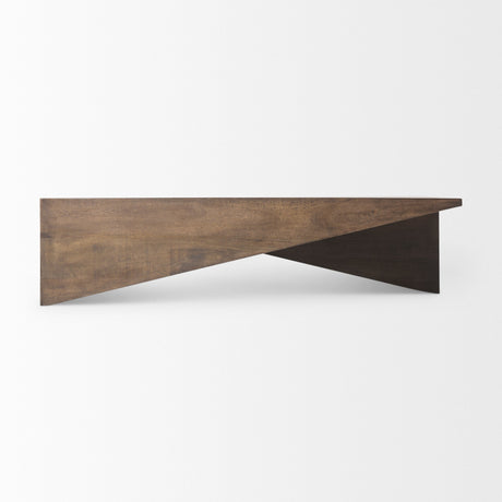 West Medium Brown Wooden Angled Coffee Table by Mercana at Eve Furniture