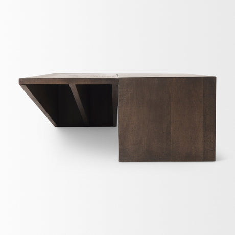 West Medium Brown Wooden Angled Coffee Table by Mercana at Eve Furniture