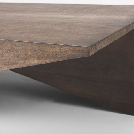 West Medium Brown Wooden Angled Coffee Table by Mercana at Eve Furniture