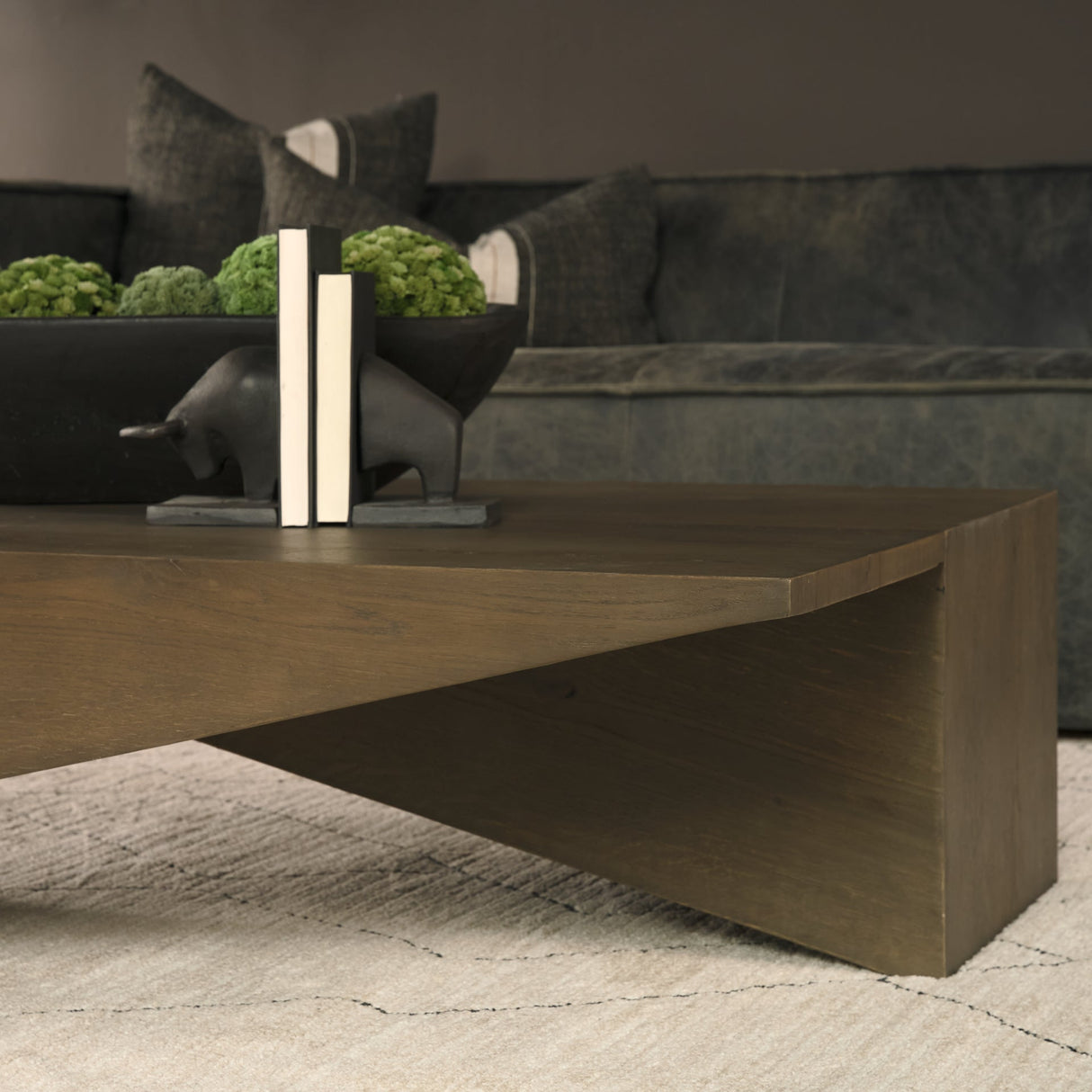 West Mid-Brown Oak Wood Rectangular Coffee Table by Mercana at Eve Furniture