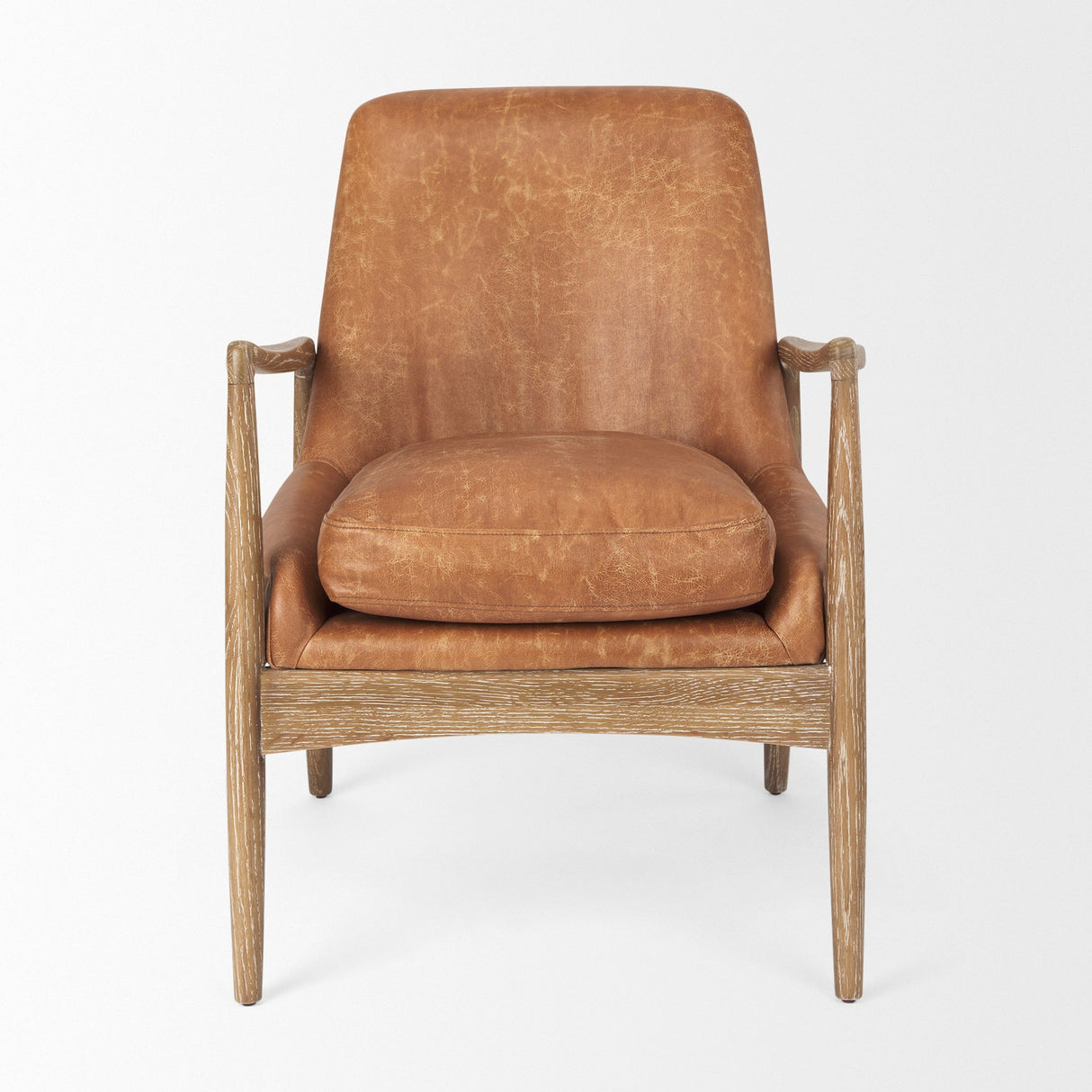 Westan Cognac Faux Leather W/Medium Brown Wood Accent Chair by Mercana at Eve Furniture
