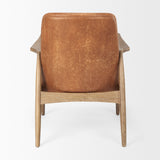 Westan Cognac Faux Leather W/Medium Brown Wood Accent Chair by Mercana at Eve Furniture