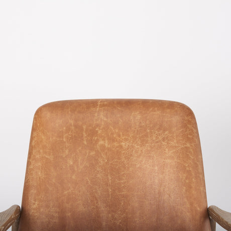 Westan Cognac Faux Leather W/Medium Brown Wood Accent Chair by Mercana at Eve Furniture