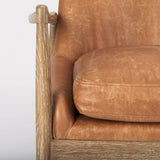 Westan Cognac Faux Leather W/Medium Brown Wood Accent Chair by Mercana at Eve Furniture