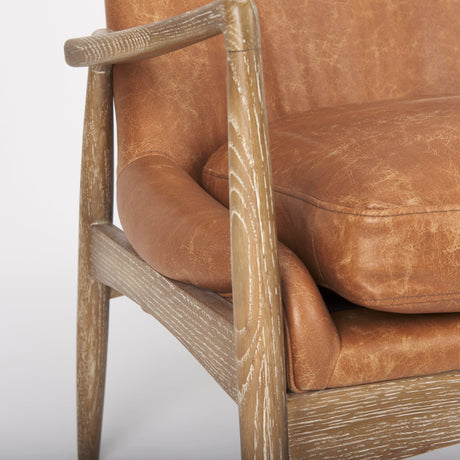 Westan Cognac Faux Leather W/Medium Brown Wood Accent Chair by Mercana at Eve Furniture