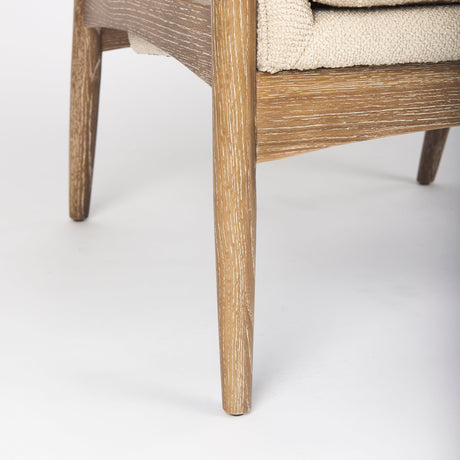 Westan Cream Boucle Fabric W/Light Brown Wood Accent Chair by Mercana at Eve Furniture