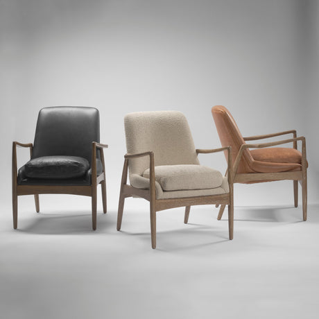 Westan Cream Boucle Fabric W/Light Brown Wood Accent Chair by Mercana at Eve Furniture