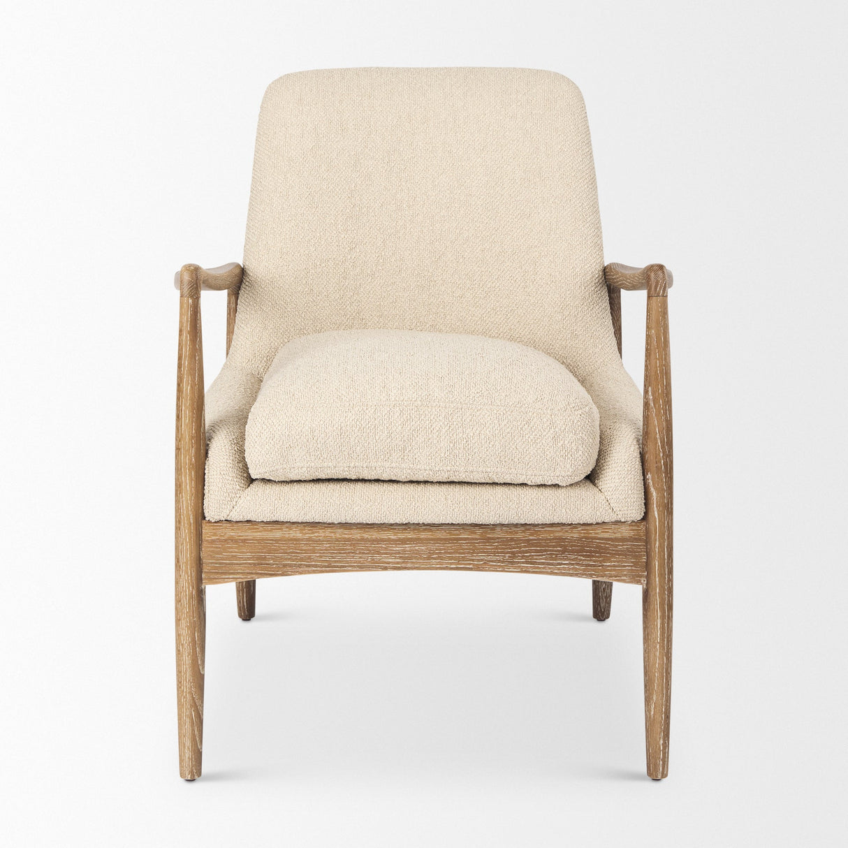 Westan Cream Boucle Fabric W/Light Brown Wood Accent Chair by Mercana at Eve Furniture