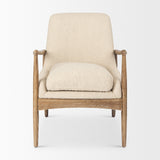 Westan Cream Boucle Fabric W/Light Brown Wood Accent Chair by Mercana at Eve Furniture