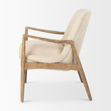 Westan Cream Boucle Fabric W/Light Brown Wood Accent Chair by Mercana at Eve Furniture