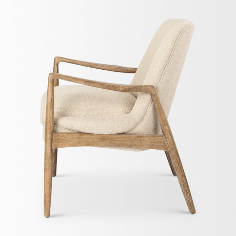 Westan Cream Boucle Fabric W/Light Brown Wood Accent Chair by Mercana at Eve Furniture