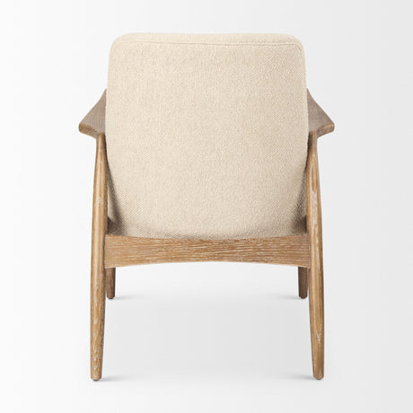 Westan Cream Boucle Fabric W/Light Brown Wood Accent Chair by Mercana at Eve Furniture