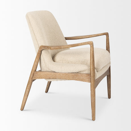 Westan Cream Boucle Fabric W/Light Brown Wood Accent Chair by Mercana at Eve Furniture