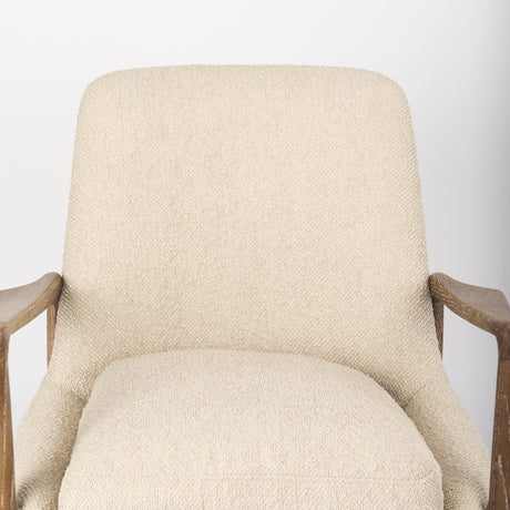Westan Cream Boucle Fabric W/Light Brown Wood Accent Chair by Mercana at Eve Furniture