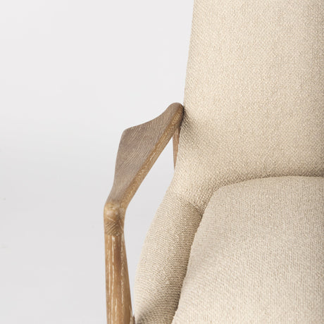 Westan Cream Boucle Fabric W/Light Brown Wood Accent Chair by Mercana at Eve Furniture