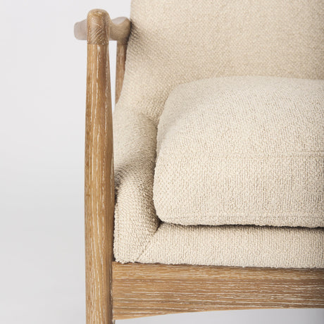 Westan Cream Boucle Fabric W/Light Brown Wood Accent Chair by Mercana at Eve Furniture