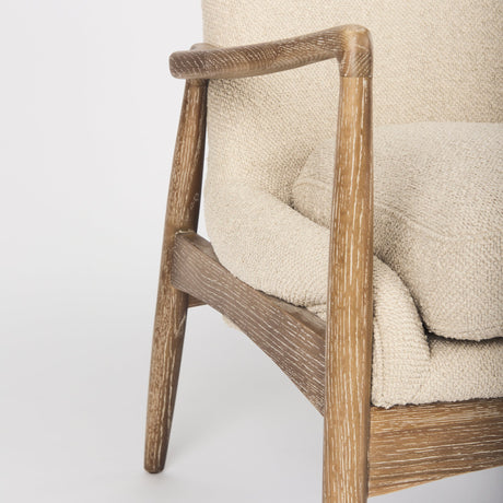 Westan Cream Boucle Fabric W/Light Brown Wood Accent Chair by Mercana at Eve Furniture