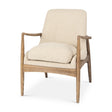Westan Cream Boucle Fabric W/Light Brown Wood Accent Chair by Mercana at Eve Furniture