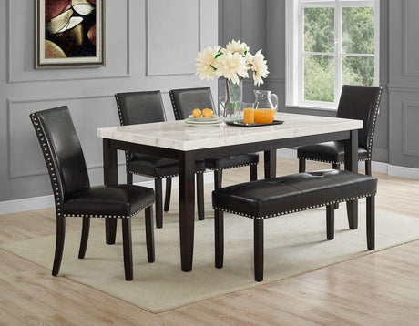 Westby Black PU Dining Bench w/Nailhead by Steve Silver at Eve Furniture
