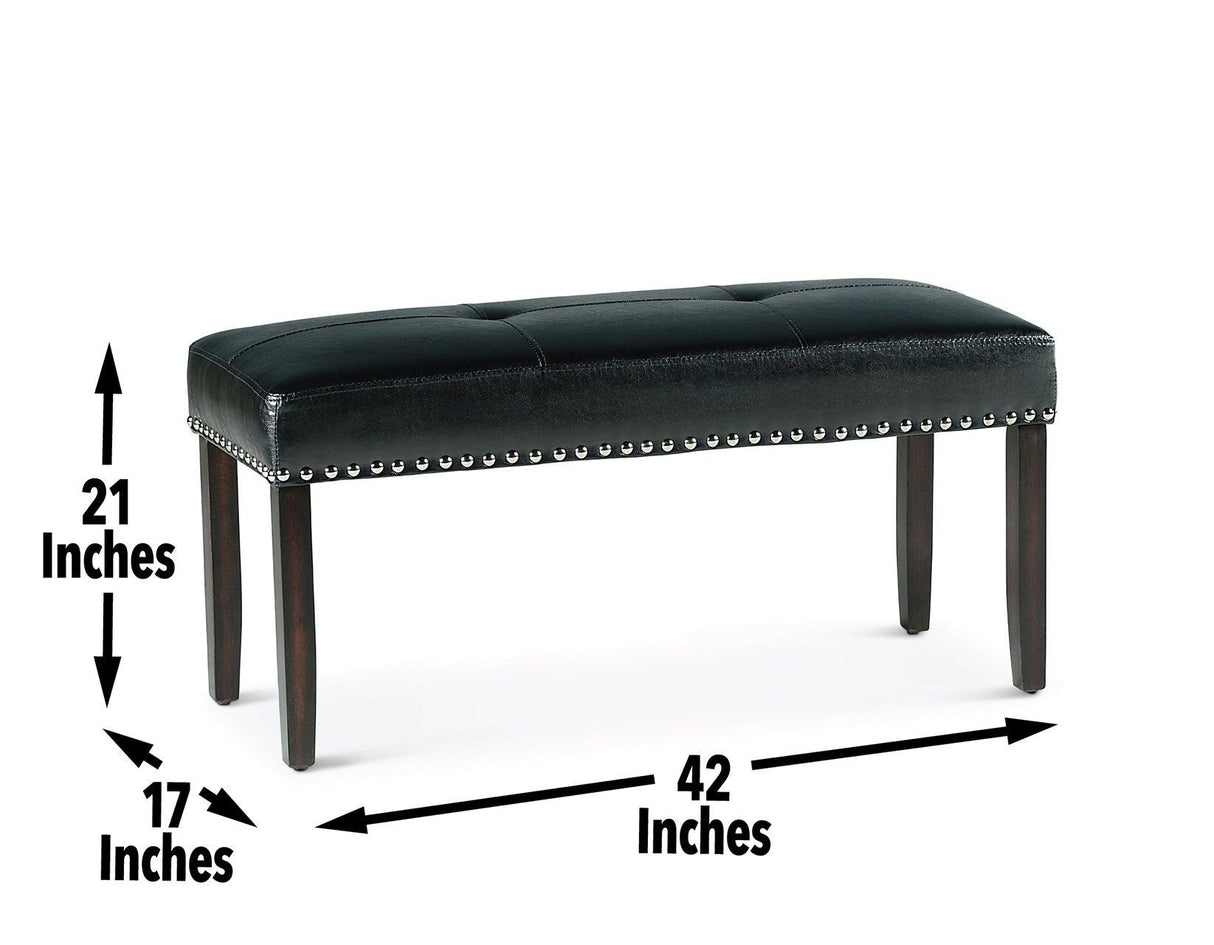 Westby Black PU Dining Bench w/Nailhead by Steve Silver at Eve Furniture