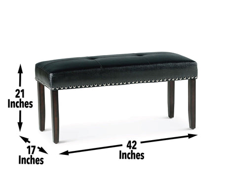 Westby Black PU Dining Bench w/Nailhead by Steve Silver at Eve Furniture