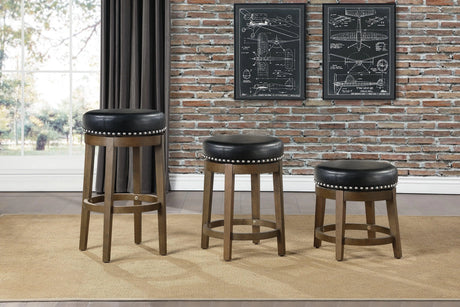 Westby Black/Brown Round Swivel Stool, Black, Set of 2 by Homelegance at Eve Furniture