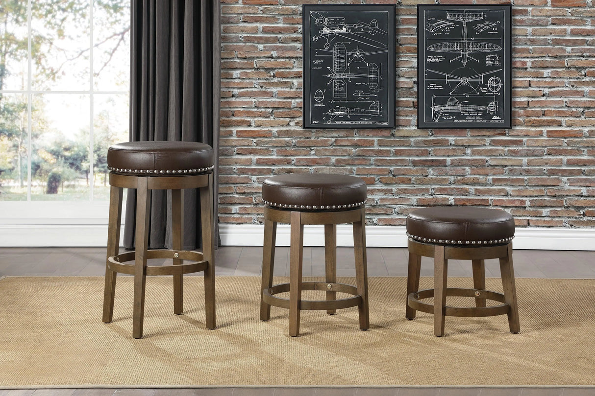 Westby Brown/Brown Round Swivel Stool, Brown, Set of 2 by Homelegance at Eve Furniture
